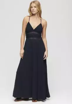 Трикотажное платье Superdry "JERSEY LACE MAXI DRESS", цвет Eclipse Navy