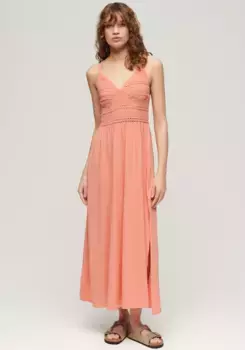Трикотажное платье Superdry "JERSEY LACE MAXI DRESS", цвет Fusion Coral