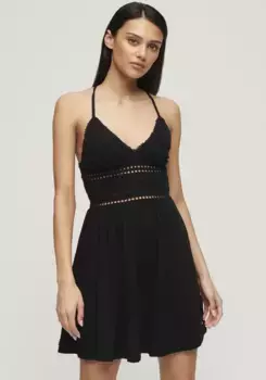 Трикотажное платье Superdry "JERSEY LACE MINI DRESS", черный