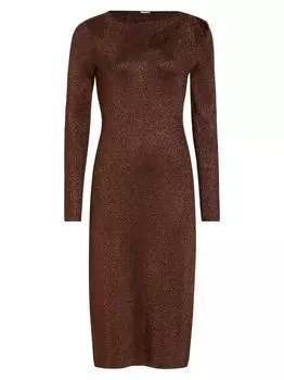 Трикотажное платье-свитер в рубчик с эффектом металлик Elie Tahari, черный