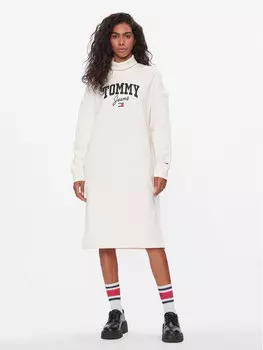 Трикотажное платье свободного кроя Tommy Jeans, белый