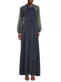 Трикотажное платье трапециевидной формы с блестками Missoni Blue green