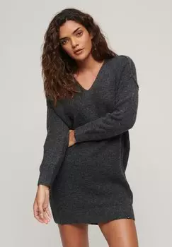 Трикотажное платье V NECK Superdry, цвет iron gate grey marl