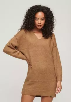 Трикотажное платье V NECK Superdry, цвет corps beige marl