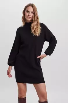 Трикотажное платье Vero Moda с объемными рукавами VERO MODA, черный