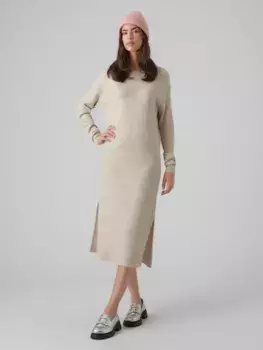 Трикотажное платье Vero Moda "VMLEFILE LS BOATNECK CALF DRESS NOOS", цвет Birch Detail:W. Melange