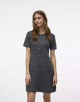 Трикотажное платье Vero Moda в средне-сером меланжевом цвете