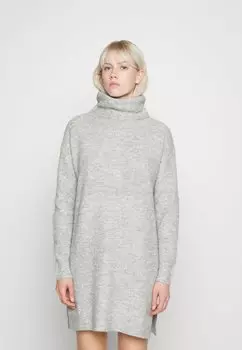 Трикотажное платье VILA с воротником, серый