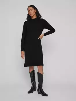Трикотажное платье Vila "VIRIL CREW NECK L/S MIDI DRESS - NOOS", черный
