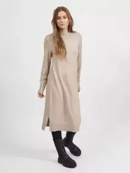 Трикотажное платье Vila "VIRIL CREW NECK L/S MIDI DRESS - NOOS", цвет Natural Melange