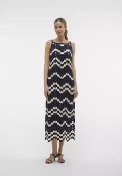 Трикотажное платье VMVENUS 7/8 DRESS Vero Moda, цвет navy blazerdetail/birch