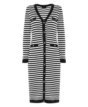 Трикотажное платье в полоску с v образным вырезом Kocca, черный