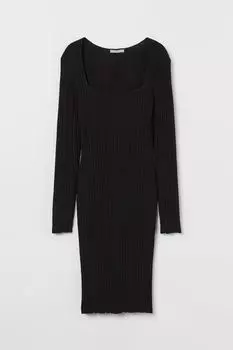 Трикотажное платье в рубчик H&amp;M, черный