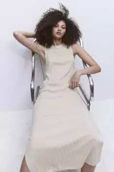 Трикотажное платье в рубчик H&M, бежевый