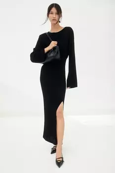 Трикотажное платье в рубчик H&M, черный