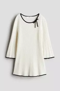 Трикотажное платье в рубчик H&M, белый