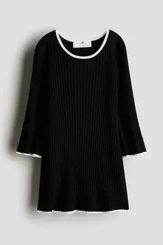 Трикотажное платье в рубчик H&M, черный