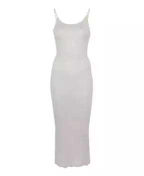 Трикотажное платье в рубчик на бретелях спагетти Majestic Filatures, серый