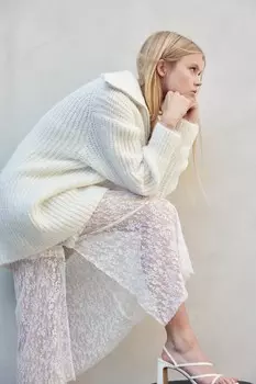 Трикотажное платье в рубчик на молнии H&M, бежевый