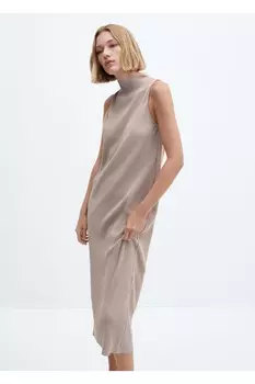 Трикотажное платье в рубчик по индивидуальному заказу Mango, коричневый