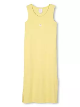 Трикотажное платье в рубчик с логотипом Givenchy Kids, желтый