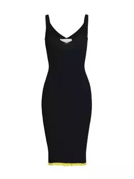 Трикотажное платье в рубчик с V-образным вырезом Ester Manas AZ Factory, черный