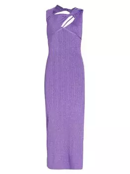Трикотажное платье в рубчик с вырезами Sevrine AKNVAS, фиолетовый