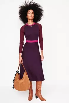 Трикотажное платье в стиле колор блок от Сэма Boden, фиолетовый