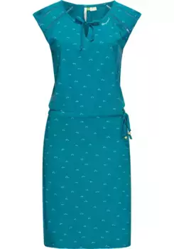 Трикотажное платье в стиле рэгвир "Тетуан Органик", стильное летнее платье с принтом и завязкой Ragwear, синий