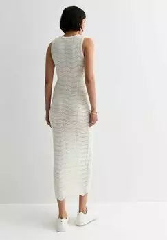 Трикотажное платье Zig Zag Stitch Maxi New Look, бежевыйовое