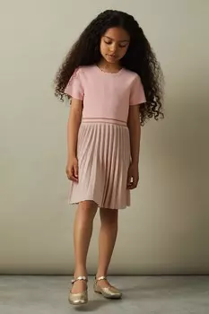 Трикотажное платье Zoe с металлическим плиссированием Reiss, розовый