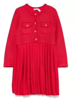Трикотажное плиссированное платье Self-Portrait Kids, красный