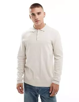 Трикотажное поло бежевого цвета Jack & Jones