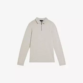 Трикотажное поло Karpol с длинными рукавами и полумолнией Ted Baker, цвет natural