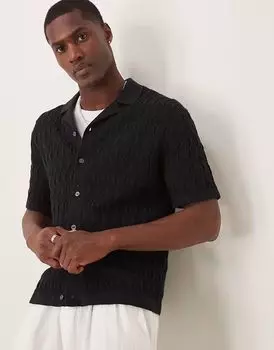 Трикотажное поло с короткими рукавами и застежкой на пуговицы от Abercrombie & Fitch черного цвета