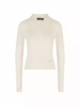 Трикотажное поло с логотипом Dolce&Gabbana, белый