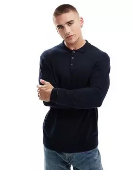 Трикотажное поло темно-синего цвета Jack & Jones