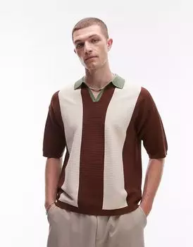 Трикотажное поло Topman Revere в цвете «цвет шалфея» и «нейтральный»