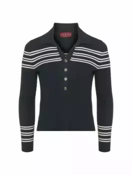 Трикотажное поло в полоску Gucci, тёмно-синий