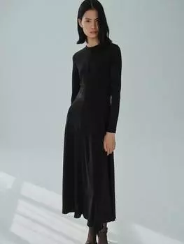 Трикотажное расклешенное платье camelia Mango, черный