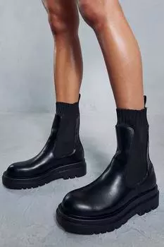 Трикотажные ботильоны с имитацией кожи MISSPAP, черный