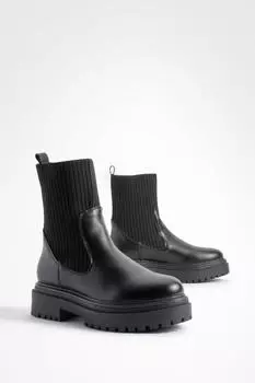 Трикотажные ботинки челси на массивной подошве boohoo, черный