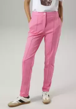 Трикотажные брюки Aniston CASUAL, украшенные защипами, розовый