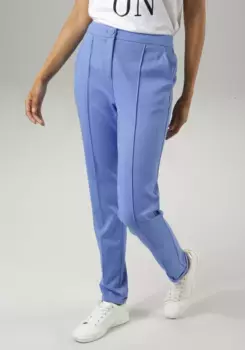 Трикотажные брюки Aniston CASUAL, украшенные защипами, синий