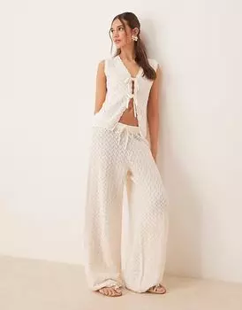 Трикотажные брюки ASOS DESIGN цвета экрю