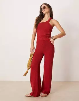 Трикотажные брюки ASOS DESIGN красного цвета