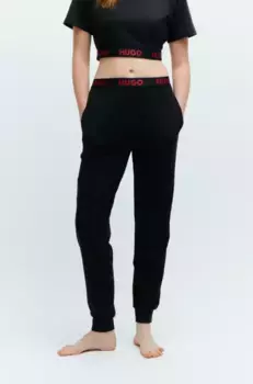 Трикотажные брюки HUGO Underwear "SPORTY LOGO_PANTS" с эластичным поясом с логотипом Hugo, черный