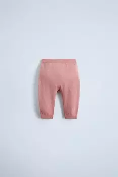 Трикотажные брюки из шерстяной смеси ZARA, розовый