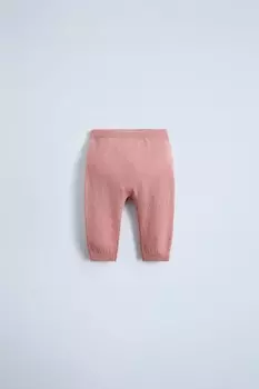 Трикотажные брюки из шерстяной смеси ZARA, розовый