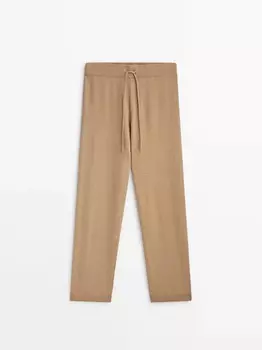 Трикотажные брюки из смеси шерсти и кашемира Massimo Dutti, верблюжий